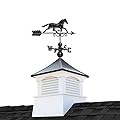 26" Square Coventry Vinyl Cupola with Black Aluminum roof and Black Aluminum Horse Weathervane by Good Directions