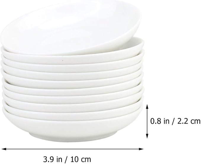 12 piezas de platos de tinta de cerámica blancos para caligrafía, portapinceles redondos sin rebabas, bandejas multifuncionales para pintura y caligrafía miniatura 3