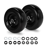 11x4.0-5 Flat-Free Lawn Mower Tire & Wheel, 2 Pcs Replacement 11x4.0-5 Solid Tires for Zero Turn Mower, 3.4'-4'-4.5'-5' Centered Hub and 3/4', 5/8' Bushings, Black (Smooth Tread)