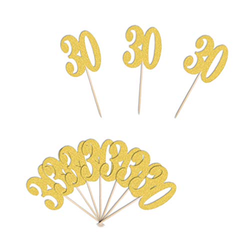 Abaodam 20 Peças Glitter Número 30 Toppers de Cupcake para Decoração de Cupcake de 30 Anos 30 Suprim