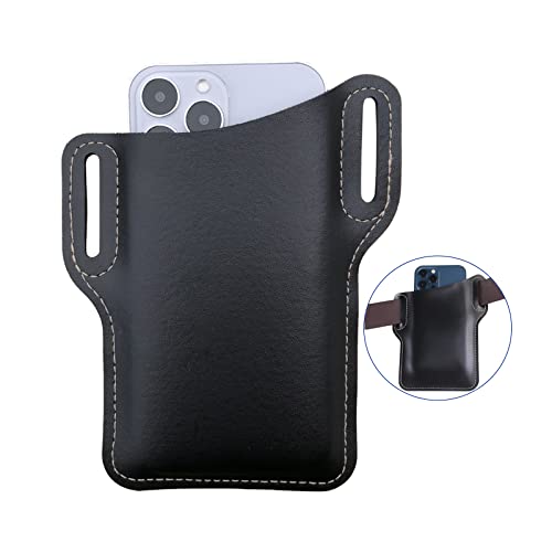 Faux Leather Phone Holster Sheath, Maezar Belt Loop Waist Carrying Pouch Case For Iphone 14 Pro Max, 14 Pro,13 Pro Max, Galaxy Note 20 Ultra, S22 Ultra,Motorola Edge, Universal Phone Holder Case-Black #TOP2