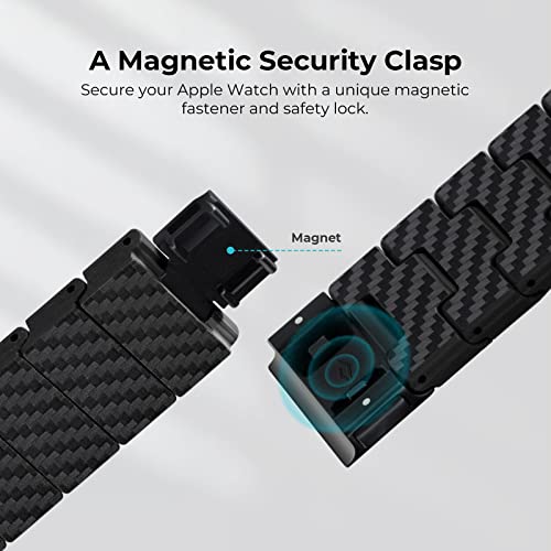 Pitaka Apple Watch Band Compatible With Apple Watch Series 8/Ultra/7/6/Se/5/4/3/2/1, 100% Carbon Fiber Adjustable Apple Watch Ultra Band - Modern #TOP3