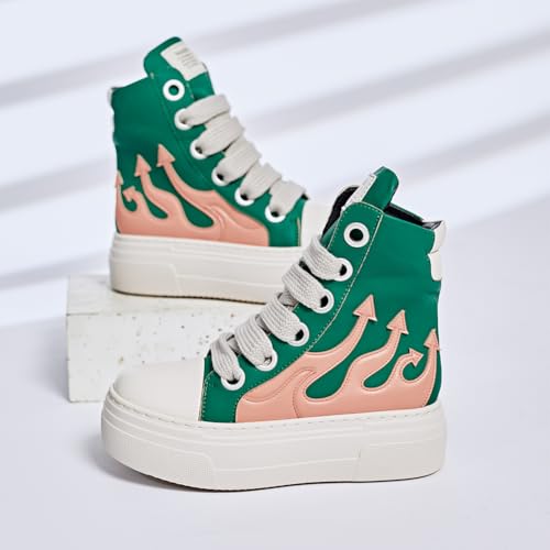 Womens High Top Sneakers Classic Thick Laces PU Leather Platform Shoes Fashion Comfort Walking Shoes2