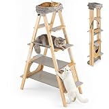 # Échelle Pliable # l'Arbre à chat se plie facilement lorsqu'il n'est pas utilisé et se range commodément dans un coin - idéal pour les petits appartements ou les foyers souhaitant garder de la flexibilité sans sacrifier un espace confortable pour votre chat.