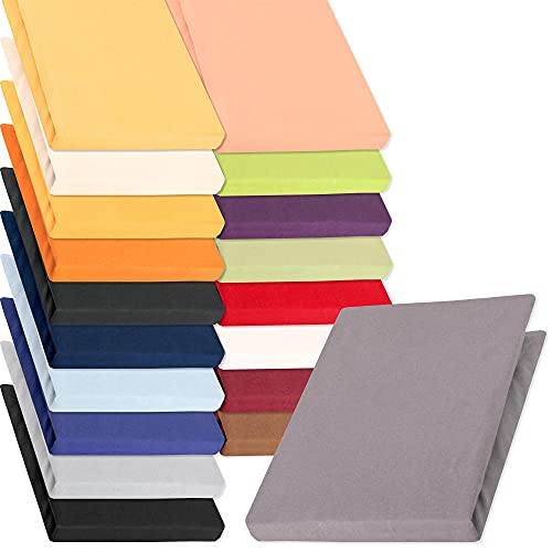 npluseins klassisches Jersey Spannbetttuch - erhältlich in 34 modernen Farben und 6 verschiedenen Größen - 100% Baumwolle, 90-100 x 200 cm, Royalblau 4 aqua-textil Pur Jersey Spannbettlaken 120x200 - 130x220 cm dunkel grau Wasserbett Boxspringbett 160g/qm Mako Baumwolle