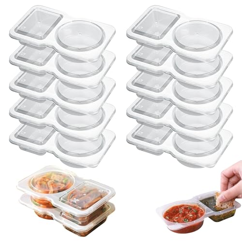 Rcyhcy Vaso De Plástico Para Salsa De 130 Ml, Tarros De Plastico Con Tapa Pequeños, Envase Aderezo Para Guardar, Caja De Salsa Con Tapa, Para Guardar Salsas Especias Sensaladas De Ketchup 10