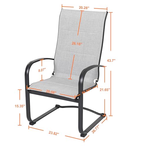 NUU GARDEN Patio Dining Chairs Set of 2, All Weather Outdoor Padded Textilene Patio Chairs, Breathable Spring Motion Textile High Back Outdoor Dining Chairs for Backyard, Lawn, Deck, Gray - Thumbnail 2