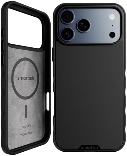 Smartish® iPhone 17 Pro Max MagSafe Case - Gripmunk Magnetic Slim Case [Lightweight + Protective] Thin Grip Cover with Microfiber Lining - Shockproof for Apple iPhone 17 Pro Max - Black Tie Affair