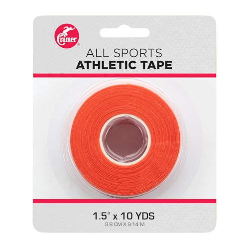 Image of Cramer Team Color Athletic Tape, 1.5 inch x 10 Yards Orange, Easy Tear Sports Tape for Ankle, Wrist & Knee, Latex-Free Adhesive, Strong Support, Athletic Training Tape Roll