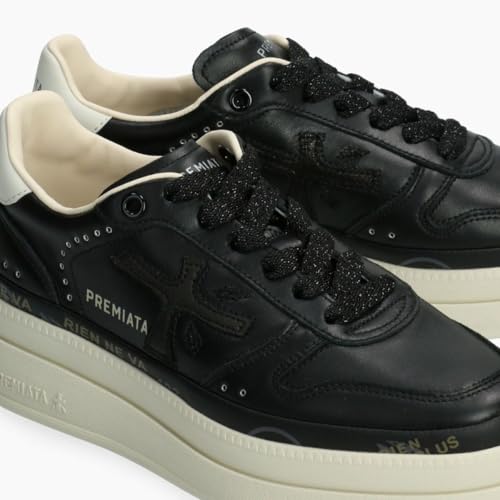 Premiata Para Mujer. Micol Zapatillas De Piel Micol Negro (37), 3 A 5Cm, Cordones, Casual - 3