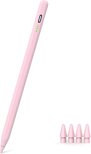 Pink Stylus Pen for iPad Pro Air Mini 2018-2026, Palm Rejection Fast Charge | Compatible with iPad 6–11 Gen (A16), iPad mini 5/6/7, iPad Air 3–6 Gen (M2/M4), iPad Pro 11/12.9" 1–6 Gen, M4 iPad Pro 11/13"