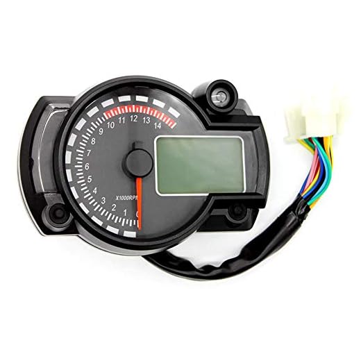 Lechnical Velocimetro Moto, Velocímetro de Motocicleta, Instrumento LCD Digital Tacómetro Indicador Odómetro 7 Colores con Luz de Advertencia de Falla para RX2N 4 Cilindros 400CC 5000rpm