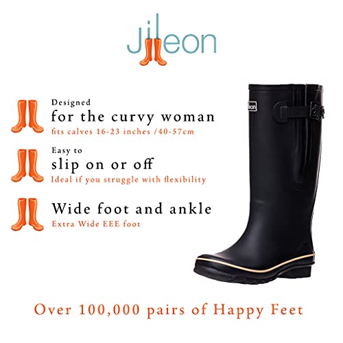 Jileon Extra Wide Calf Rain Boots For Women | Specially Designed For Ladies With Wide Feet, Ankles & Calves | Fit Up To 23” Calves #TOP4