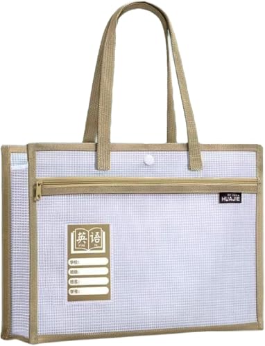 Mala Para Documentos - Pasta Grande Com Alça - Mala Leve Em Malha Roxa, Adequada Para Transportar Livros E Documentos (Cáqui)