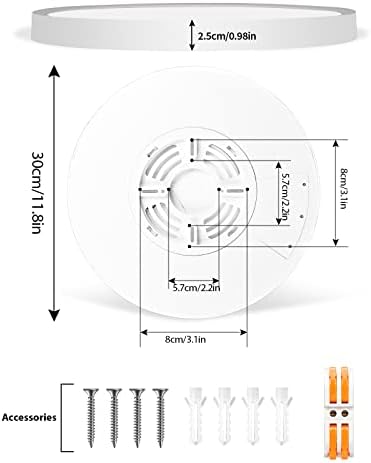 LED Ceiling Light 24watt 3000k to 6500k dimmable & Brightness dimmalbe with 5 Mode Controller Smart Light(Ø30cm 12 Inch Round) (1 Pack White)
