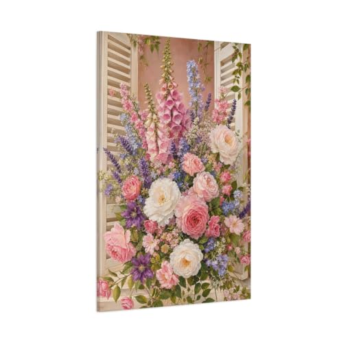Toile bouquet floral rose 80x120 cm pour décoration de salon moderne