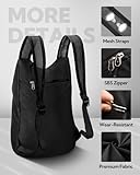 WATERFLY Faltbarer Rucksack Klein 15L: Ultraleicht Wanderrucksack Packable Tagesrucksack Sportliche Backpack Lightweight Daypack für Wandern Fahrrad Outdoor Trekking Herren Damen