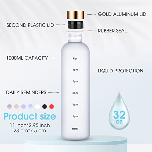 7 Pcs 32 Oz Water Bottle With Times Motivational Frosted Plastic Bottle Bpa Free Aesthetic Water Bottles With Time Markings Screw On Lid For Women Men Sports Gym Travel Fitness Work Outdoor, 7 Colors #TOP1