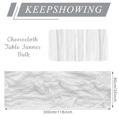 12 Pack Cheesecloth Table Runner, Runner Gauze Boho Wedding Decor Romantic Table Runner for Wedding Birthday Party(35" x 118") (White) by KEEPSHOWING - Image 2