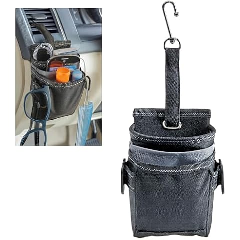 High Road DriverPockets Car Phone Holder Air Vent Pouch and Front Seat Organizer with 3 Pockets, Hanging Hooks and Charging Port Cover