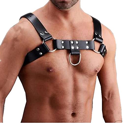 CGBF-Male Lingerie Leather Harness,Men Adjustable Chest Sexual Body Bondage Belt Strap,Gay Clothing Rave Costumes for Sex