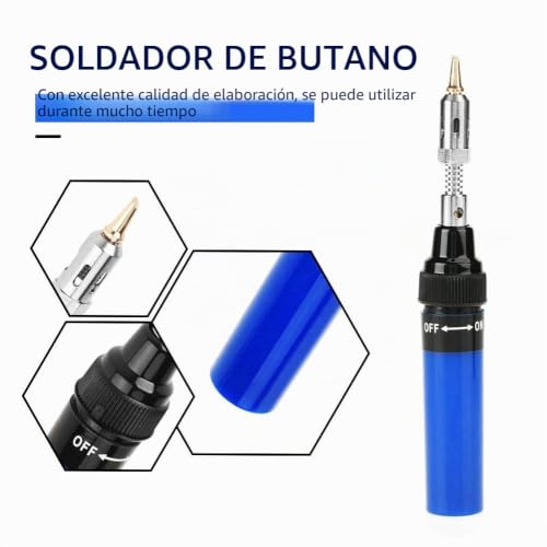 Miniatura 2 de Fydun 8ml Soldador De Butano Cautín De Gas Antorcha De Gas Butano Sin Cuerda Soldador Pistola Soldadura Pluma Herramienta 1300 Azul
