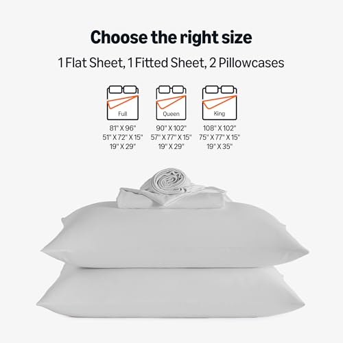 Image of Amazon Basics Cooling Sheets, 4-Piece Bed Sheet Set for Summer, Soft and Breathable for Hot Sleepers, Bedding with 1 Deep Pocket Fitted Sheet, 1 Flat Sheet, and 2 Pillowcases, Full, Gray