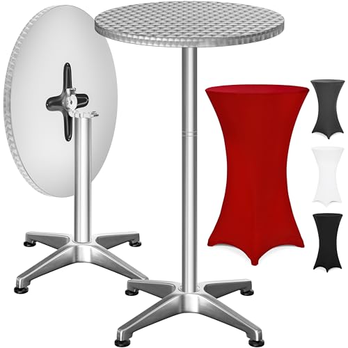 Casaria® Table Basse Mange Debout Aluminium - Table à Manger et Meuble Cuisine - Hauteur Réglable 70-115 cm, Plateau Pliable 60 cm, 4 Pieds Stables,...