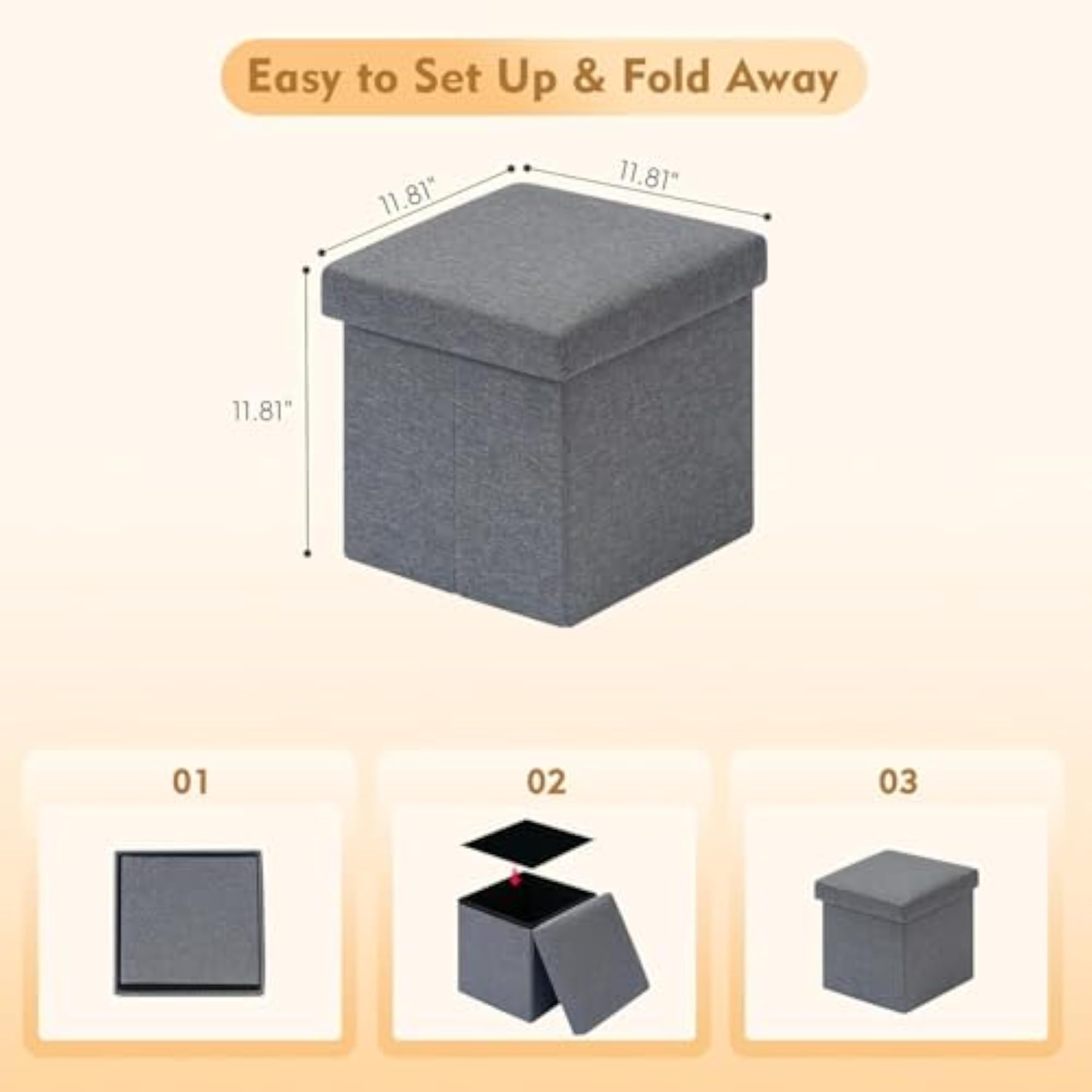 Multipurpose Foldable Storage Ottoman Cube with Cushion Seat