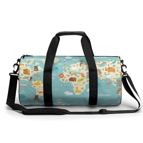 Sac de sport carte du monde voyage et gym 45x23x23cm