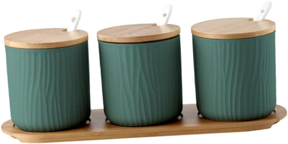 Zerodeko Seasoning Storage Box Kit Ceramic Spice Jars for Home (4-count 9.5x28.5cm Easy to Clean)