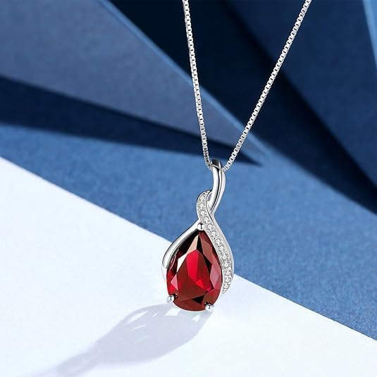 Ruby Pendant Necklace in Sterling Pear Ruby Pendant Necklace in Sterling Silver, July Birthstone, Lab Created Ruby Jewelry, 15th or 40th Anniversary Giftlver, July Birthstone, Created Ruby Jewelry