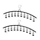 Ymswjgj 2 Stück Drehbarer Edelstahlhaken Edelstahl Sockentrockner Kleiderbügel Organizer Platzsparend Hosenbügel Winddicht Kleiderbügel Platzsparende Mehrfach-Hosenbügel Sockentrockner Wäscheständer