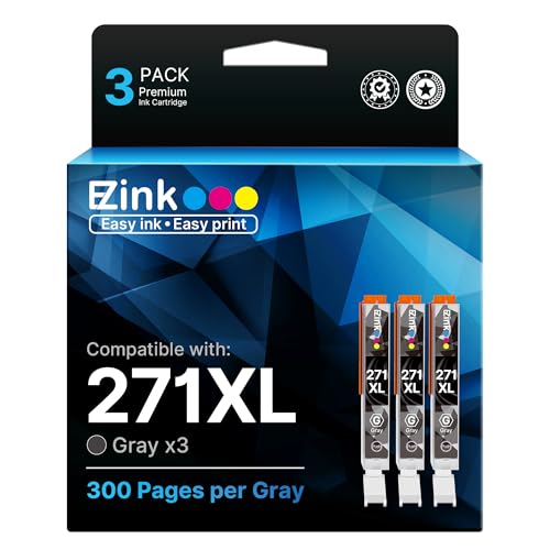 Image of E-Z Ink Compatible Ink Cartridge Replacement for Canon CLI-271XL CLI 271 XL Compatible with PIXMA TS8020 TS9020 MG7720 Printer (Gray, 3 Pack)