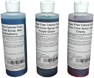 Oasis Supply Sugar-Free, Zero Calorie Snow Cone Syrup With Easy Pour Spout - 8 Ounce 3 pack (Cherry, Grape, Blue Raspberry)