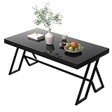 46" living room coffee table, cocktail style and metal leg coffee table, black glass strong metal br