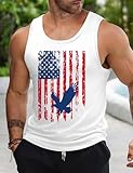 Mens Tank Top American Flag Eagle Muscle Workout Gym 4th of July Tank Tops for Men Patriotic Graphic Summer Beach White Fourth of July Shirts for Men