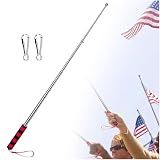 smrtcol Telescopic Handheld Flagpoles with Clips 8'2' Portable Stainless Flag Pole Extendable Flag Stick Guiding Flag Pole with Anti-Slip Grip Red
