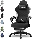 GTPLAYER Chaise de jeu, chaise de bureau informatique avec coussin de ressort de poche, accoudoirs de liaison et repose-pieds, chaise d'ordinateur ergonomique haut dos avec chaise de travail de soutien Lombaire avec repose-bots (noir)