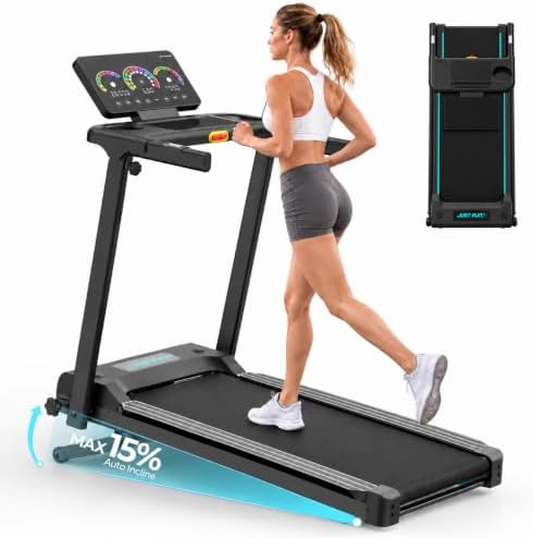 TENBOOM Laufband für Zuhause mit Auto Steigung 15%,Bis 12km/h | Treadmill for Home, Klappbares Laufband 3,5 HP Leiser Motor, LED-Touchscreen, Bluetooth & App, Handpulssensoren, Max