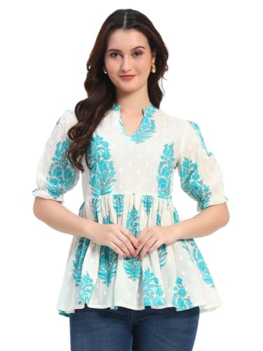 PIDAVLIYA'S Women's Kalamkari Printed Cotton Regular Fit Top I Of...