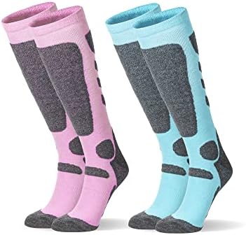 Kayzadd Women's Ski Socks for Skiing, Snowboarding, Outdoor Sports, Winter Performance Socks-2 Pack