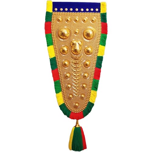 Image of BUNNY BEAR | 4.00 Feet (122 CM) Kerala Nettipattam Wall Hanging | Gold Plated Elephant Caparison | Traditional Kerala Handicraft Decorative Art for Home, Pooja Room & Gift Decor