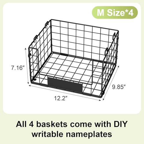 JKsmart 4 Pack XL Stackable Wire Baskets, Pantry Organizers and Storage with Name Plates, Muti-Purpose for Snack Organizer & Vegetable Basket & Fruit Basket by JKsmart - Image 6