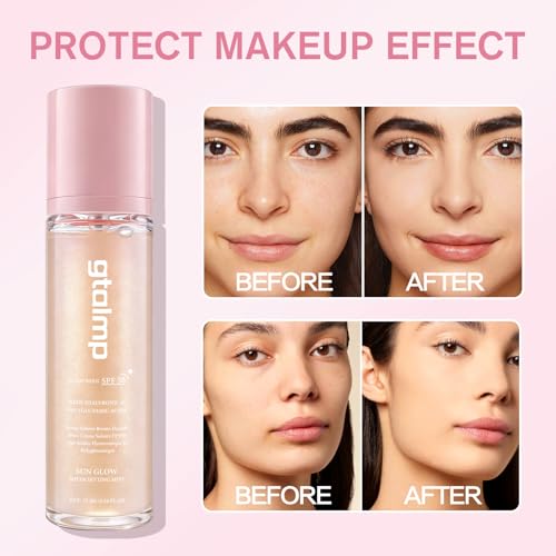 gtalmp Sheer Setting Mist Sunscreen SPF 50, Glitter Body & Face Sunscreen Spray, Weightless, Fast Drying Setting Spray for a Hydrated, Dewy Finish, Beach, Festival, Summer Vacation (2 Pack)