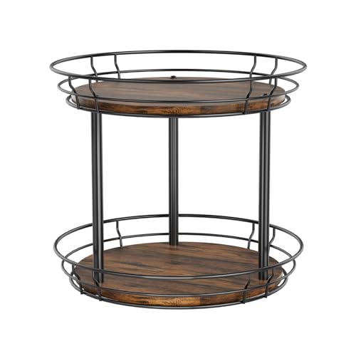 Jywantful 360 Rotating Makeup Organizer for Vanity, 2 Perfume Trays with 5 Compartments Cosmetic & Skincare Storage, Multi-Purpose Countertop Organizers for Bathroom, Desk, Pantry, Space-Saving Beauty Organizer