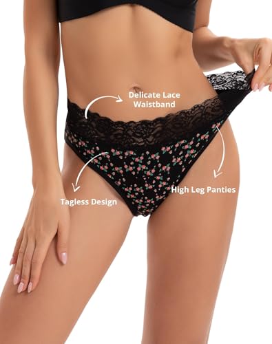 INNERSY Period Underwear for Women Cotton Lace Leakproof Menstrual Hipster Panties Bikini Briefs 3-Pack3