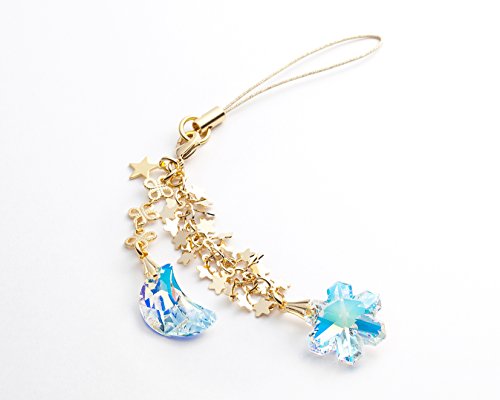 Cell phone Strap 039 crescent & snow crystals - Crystal Aurora (Gold Court)
