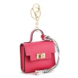 WOZEAH Mini Backpack Keychain for Women,Small Change Pouch Coin Purse Twist-lock with Key Headset Bag(Rose Red)