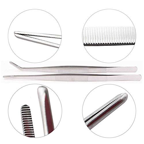 LeBeila Long Tweezers 12 Inch – Stainless Steel Tweezers Set 2PCS Straight